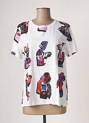 T-shirt imprimé fantaisie manches courtes blanc DESIGUAL femme