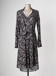 Robe mi-longue imprimé fleurs manches longues noir BLACK WELLIS femme