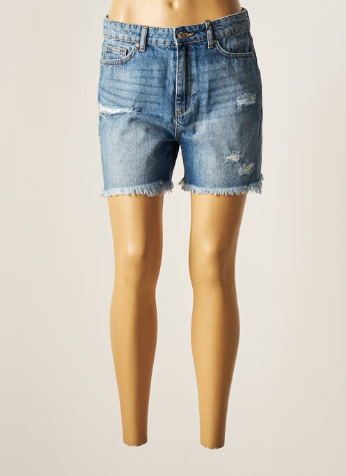 Short fermeture zippée sous rabat boutonné taille haute bleu B.YOUNG femme