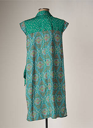 Robe mi-longue coupe fluide manches courtes vert CHATTAWAK femme