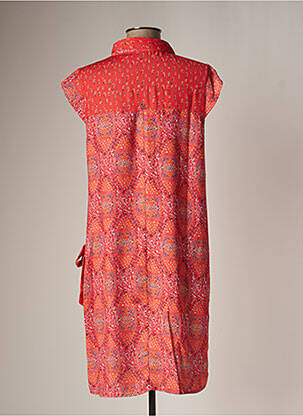 Robe mi-longue coupe fluide manches courtes orange CHATTAWAK femme
