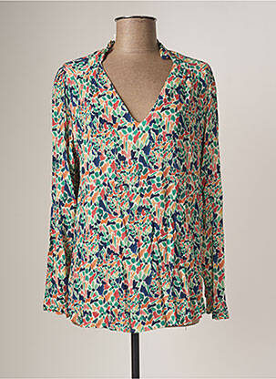 Blouse imprimé fantaisie manches longues bleu EMA BLUE'S femme