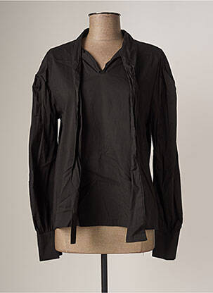 Blouse tissage popeline manches longues noir SENES femme