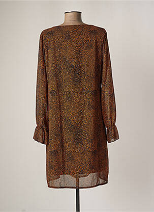 Robe mi-longue imprimé fantaisie manches longues marron LOLA ESPELETA femme