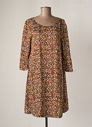Robe mi-longue imprimé fantaisie manches longues marron LOLA ESPELETA femme
