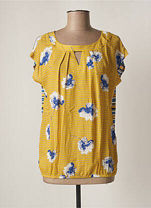 Top stretch manches courtes jaune GEISHA femme