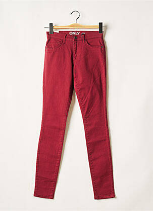 Pantalon slim broderie rivets taille normale rouge ONLY femme
