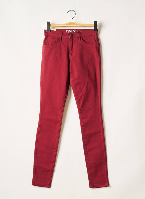 Pantalon slim broderie rivets taille normale rouge ONLY femme