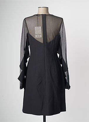 Robe mi-longue tissage crêpe manches longues noir PAUL BRIAL femme