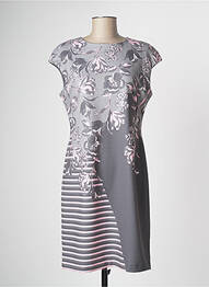 Robe mi-longue imprimé fleurs sans manche gris PAUL BRIAL femme