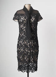 Robe mi-longue fermeture zippée au dos manches courtes noir PAUL BRIAL femme