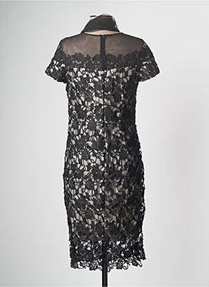 Robe mi-longue fermeture zippée au dos manches courtes noir PAUL BRIAL femme