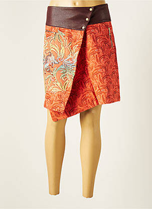 Jupe courte coupe droite orange PAUL BRIAL femme