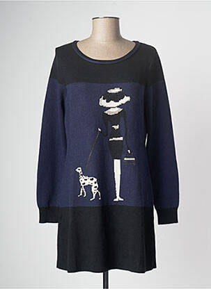 Robe pull coupe droite manches longues noir PAUL BRIAL femme