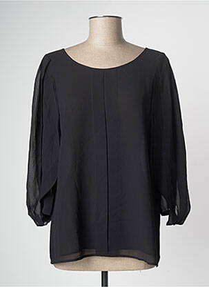 Blouse légère et transparente manches 3/4 noir PAUL BRIAL femme
