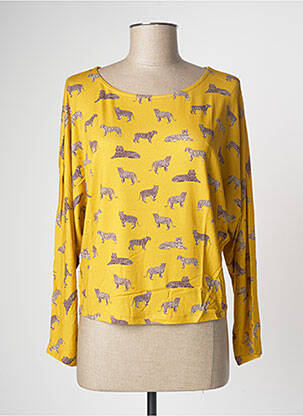 Top stretch manches longues jaune PAUL BRIAL femme
