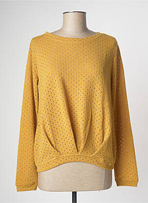 Pull maille ajourée manches longues jaune PAUL BRIAL femme