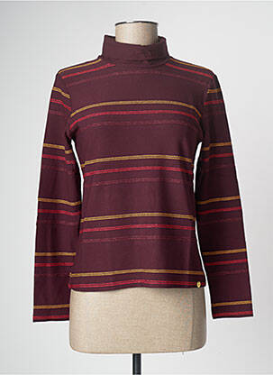 Sous-pull imprimé rayures manches longues rouge PAUL BRIAL femme