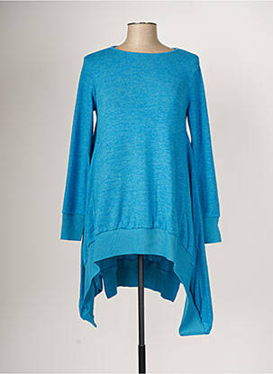 Pull tunique tissage chiné manches longues bleu MALOKA femme