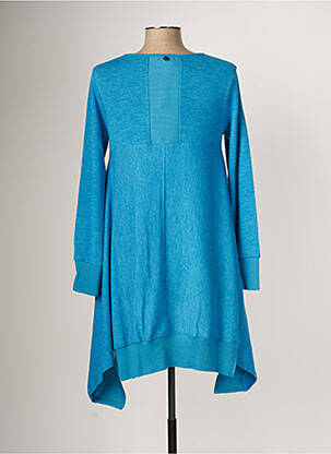 Pull tunique tissage chiné manches longues bleu MALOKA femme