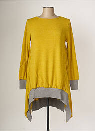 Pull tunique tissage chiné manches longues jaune MALOKA femme