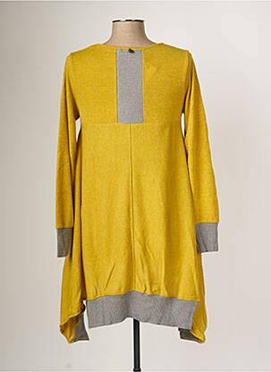 Pull tunique tissage chiné manches longues jaune MALOKA femme