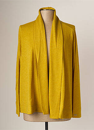 Gilet manches longues col châle jaune MALOKA femme