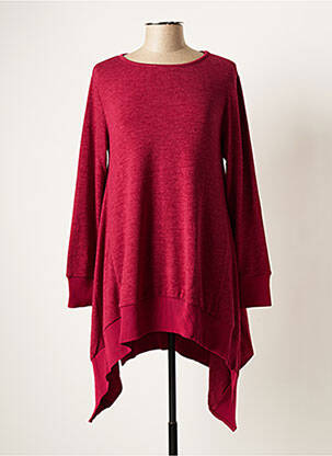 Robe pull tissage chiné manches longues rose MALOKA femme