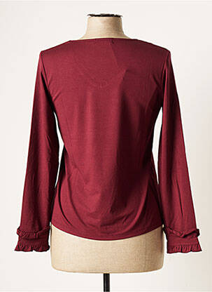 Polo sérigraphie avec strass manches longues rouge PAUL BRIAL femme
