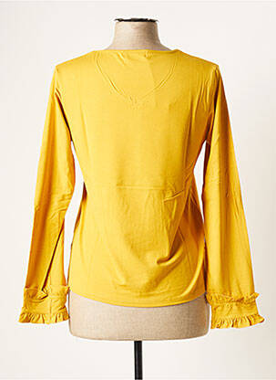 Polo sérigraphie avec strass manches longues jaune PAUL BRIAL femme