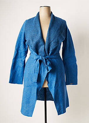 Manteau long coupe cintrée sans capuche bleu MALOKA femme