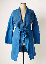 Manteau long coupe cintrée sans capuche bleu MALOKA femme