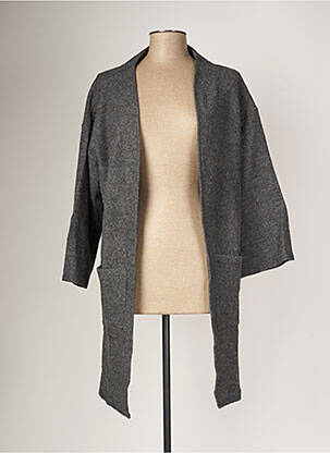 Gilet manches longues col châle gris G!OZE femme