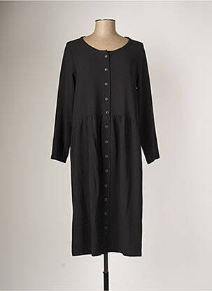 Robe mi-longue coupe fluide manches longues noir G!OZE femme
