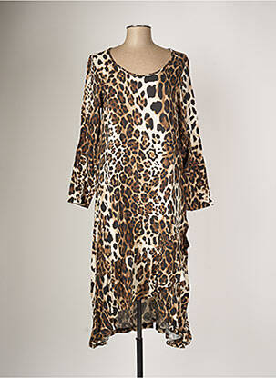 Robe mi-longue manches longues manches longues marron G!OZE femme