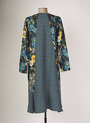 Robe mi-longue imprimé fleurs manches longues bleu G!OZE femme