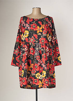 Robe courte manches 3/4 manches 3/4 rouge G!OZE femme