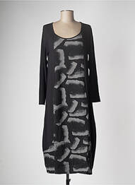 Robe mi-longue imprimé fantaisie manches longues noir G!OZE femme