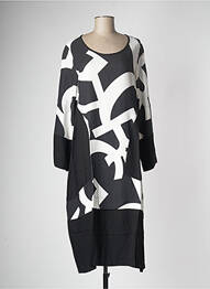 Robe mi-longue coupe fluide manches longues noir G!OZE femme