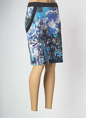 Jupe mi-longue coupe droite bleu MALOKA femme
