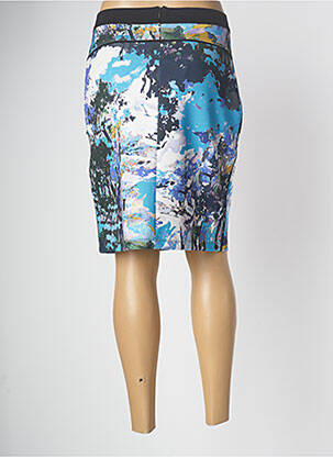 Jupe mi-longue coupe droite bleu MALOKA femme