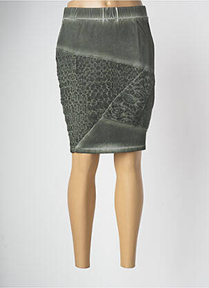 Jupe mi-longue coupe droite vert MALOKA femme