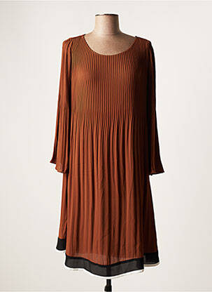 Robe mi-longue manches 3/4 manches 3/4 marron LA FEE MARABOUTEE femme