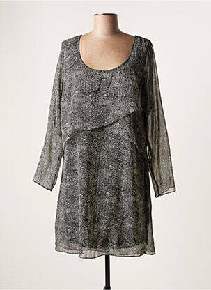 Robe courte fermeture zippée au dos manches longues noir DDP femme