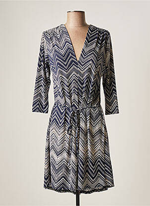 Robe mi-longue manches 3/4 manches 3/4 bleu AU SOLEIL DE ST TROPEZ femme