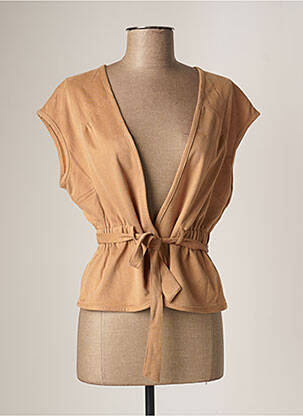 Gilet manches courtes col v beige MOLLY BRACKEN femme