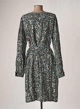 Robe mi-longue imprimé fantaisie manches longues vert DIPLODOCUS femme