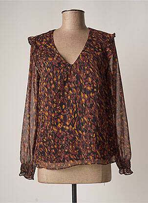 Blouse légère et transparente manches longues marron SUD EXPRESS femme