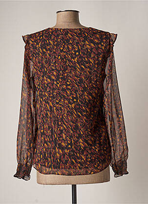 Blouse légère et transparente manches longues marron SUD EXPRESS femme