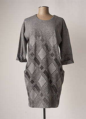 Robe pull coupe droite manches 3/4 gris NINATI femme